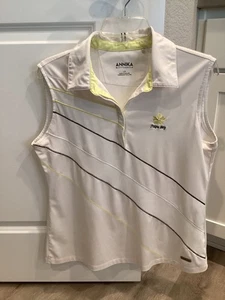 Annika Cutter & Buck Golf Shirt Women White Polo Shirt Top Poipu Bay Sz L - Picture 1 of 8