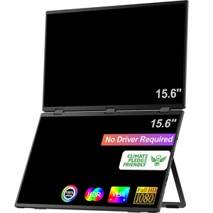 EVICIV 15,6 Zoll 1080P Tragbarer Monitor Faltbarer Dual Bildschirm Freistehend A - Bild 1 von 24