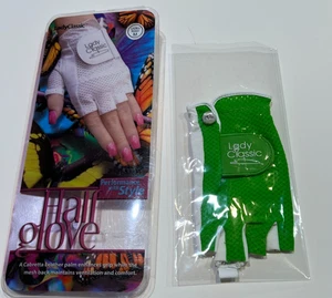 1x Lady Classic Golf Half Glove Green Right Hand Medium New In Open Package - Picture 1 of 5