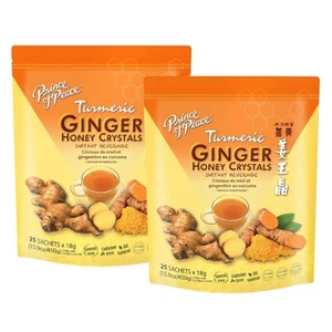 Ginger Honey Crystals, Turmeric, Instant Ginger Tea 25 Sachets (2 Packs) - Picture 1 of 2