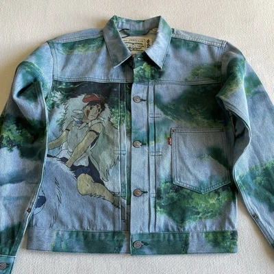 Chaqueta de Camionero Levis X Princess Mononoke San Wolf Hombres Talla XS Denim Azul Nube Foto 1 de 4