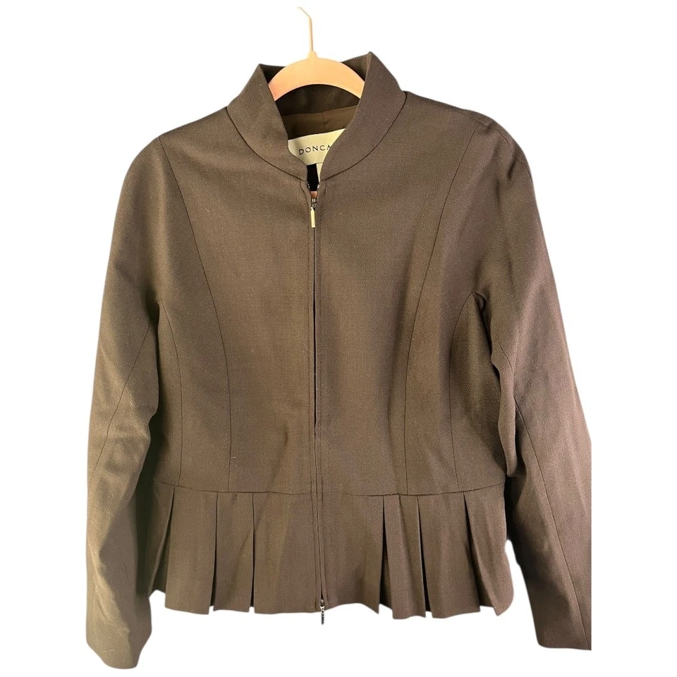 Blazer DonCaster 100% Lana Plisado Marrón Chocolate Doble Cremallera Talla 10 Nuevo Con Etiquetas Foto 1 de 4