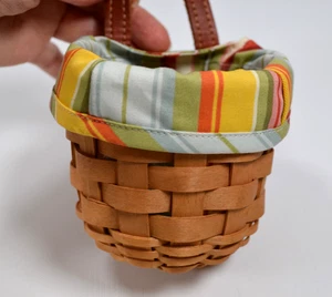 Longaberger 2003 XS Gateway Hängekorb mit gestreiftem Stofffutter & Schutz 4" - Bild 1 von 15