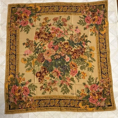 Ralph Lauren Bufanda Seda 86cm 33′′ Cuadrado Flor Beige Foto 1 de 4