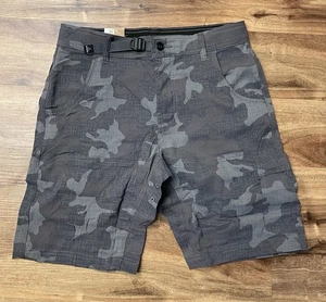prAna Mens Zion Shorts Size 28 Gravel Camo Grey Stretch 10 inch Inseam NWT - Picture 1 of 7