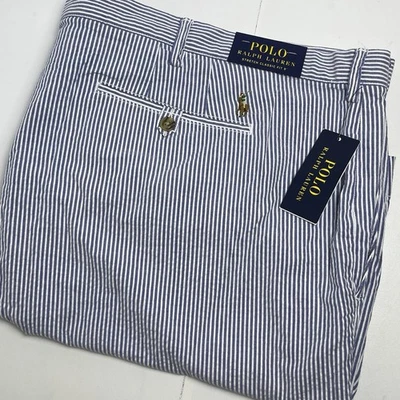 Polo Ralph Lauren Men's Big 54B Classic Fit Seersucker Shorts Blue White Stripe - Image 1 of 4