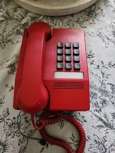 Red Push Button Telephone Vintage Table Top Desk Landline Made In Canada Bell - Picture 1 of 6