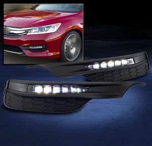 Pair For 2016-2017 16-17 Honda Accord Sedan Bumper LED Fog Lights Lamps W/Wiring - Foto 1 di 11