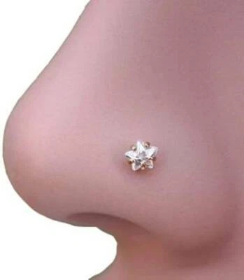 Regalo de Navidad Anillo de nariz Indio Pasador enchapado en oro 22k Tornillo Trasero Nariz Oreja Pin Foto 1 de 4