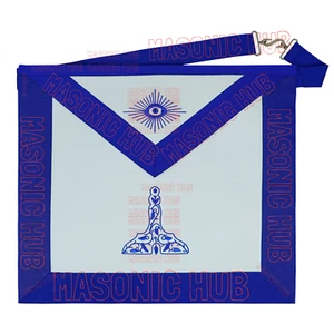 Masonic Hub Senior Warden Apron - Faux Leather, Royal Blue Trim, Blue Lodge - Picture 1 of 5