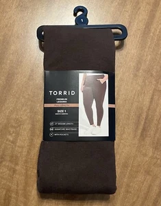 NWT Torrid Java Women Premium 27” Full Length Leggings Size 1 High Waist Pockets - Picture 1 of 4