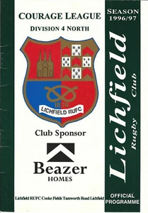 Lichfield v Preston Grasshoppers 18 de enero de 1997 PROGRAMA DE RUGBY - Imagen 1 de 2