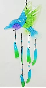 Hummingbird hand made glass wind chime sun catcher yard and garden decor - Picture 1 of 2