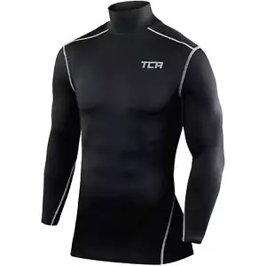TCA Pro Performance Mock Junior Compression Top Black Long Sleeve Kids Running - Picture 1 of 2