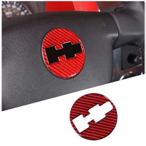 Red Carbon Fiber Car Steering Wheel Logo Trim Ring Sticker For Hummer H3 2005-09 - Picture 1 of 11