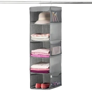 Hanging Closet Organizer 5-Shelf Storage Organizer Shelves Clothes Toys Nursery - Picture 1 of 6