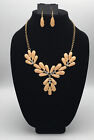Vintage Peach Color Costume Necklace And Earring Set, Stunning!