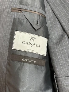 #306 CANALI Esclusiva collezione lana-seta abito a righe taglia 50 R RET $3250 - Foto 1 di 10