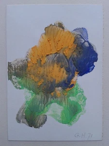 Georges HUGNET : GOUACHE originale sur papier SIGNéE et datée, 1971 surréalisme - Picture 1 of 1