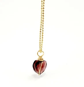 Purple Heart Shaped Crystal pendant Gold Chain Necklace women fashion minimalist - Picture 1 of 5