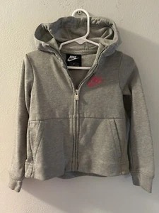 Nike Full Zip Hoodie Logo Sweatshirt Light Grey Pink Logo Size 3T - Picture 1 of 8
