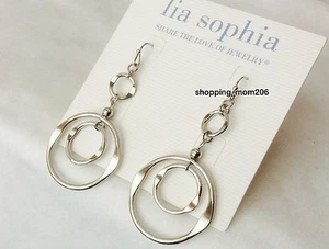 Lia Sophia "Hula Hoop" Silver Tone Earrings - Picture 1 of 3