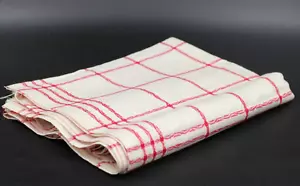 Alter Stoff für Servietten / Tischdecke Rosen kariert Leinen Damast 180 x 120 cm - Bild 1 von 3
