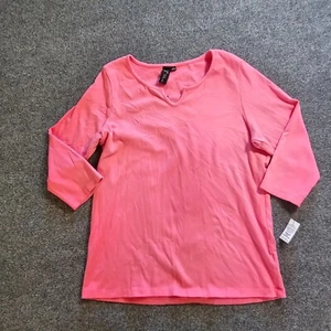 Focus Casual Life Top Damen Größe Large Rosa V-Ausschnitt 3/4-Arm Stretchig Freizeit - Bild 1 von 10