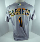 2019 Oakland A's Athletics Franklin Barreto #1 Game Issued Grey Jersey 150 P 1