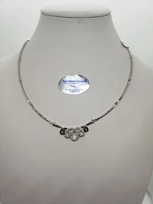 COLLIER DA DONNA A BARRETTE ORO BIANCO 18KT 750 12,6 GRAMMI CON ZIRCONI (2682) - Immagine 1 di 4