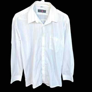 Vintage Playboy Executive Dress Shirt Mens 40-16 White ButtonUp Striped Embossed - Picture 1 of 10