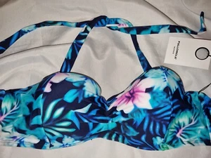 BNWT Gorgeous Blue Floral FULL CIRCLE padded Underwired Bikini Top size 12 (TV) - Picture 1 of 1