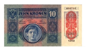 Austria N.D. (1919) Old date 01.02.1915. Overprint on P19. 10 Kronen P-51a UNC. - Picture 1 of 2