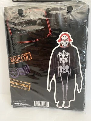 Fantasia de Halloween adulto ESQUELETO vestido preto tamanho único serve para mais lacrado NOVO - Imagem 1 de 4
