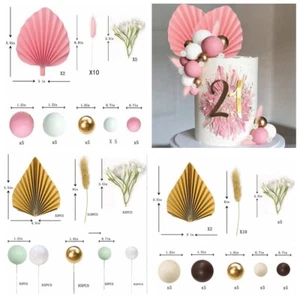 DIY Leaf Flower Round Ball Cake Decoration Wedding Birthday Ornament Toppers - Picture 1 of 10