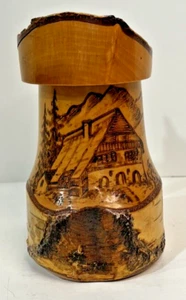 RARO DE COLECCIÓN Alemán Tallado a Mano Madera de Alce Abedul Cerveza Piedra Taza Árbol Corteza Madera Arte - Imagen 1 de 8