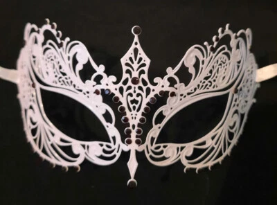 White Purple Crystal Beautiful Eyes Laser Venetian Mask Masquerade Metal Filigre - Image 1 of 3