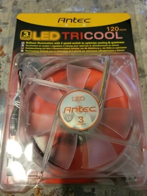 Antec TriCool 120mm Red LED  Fan  3 Speed Switch  3-Pin/4-Pin  Power Connector - Image 1 of 4