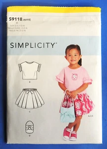 Simplicity Pattern S9118 Toddlers Tops, Skirt & Purse 2020 Size 1/2 to 4 New - Picture 1 of 1