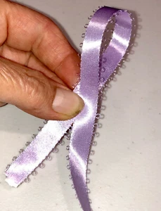 ORCHID LAVENDER RIBBON Berwick Satin Picot Woven DF Acetate 40 YDS X 3/8" NEW - Picture 1 of 4