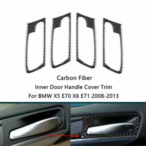 4Pcs Carbon Fiber Inner Door Handle Cover Trim For BMW X5 E70 X6 E71 2008-2013 - Bild 1 von 7