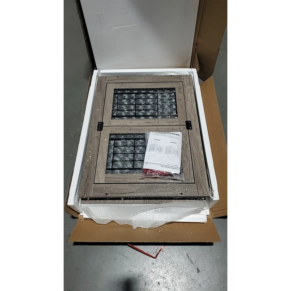 Usado 27,1"" Móveis para Caixa de Cachorro Madeira Canil para Cachorro 2 Portas Almofada Rodas Cinza - Imagem 1 de 4