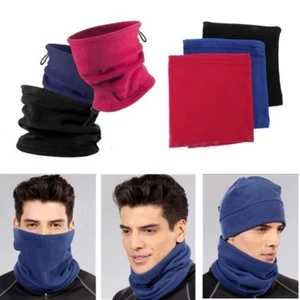 Winter Warm Fleece Snood Scarf Neck Warmer Beanie Hat Ski Balaclava Men Women - Picture 1 of 12