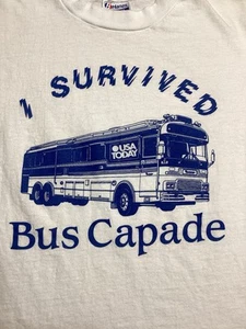 Vintage 1987 USA Today I Survived Bus Capade Shirt Size M Single Stitch - Picture 1 of 2