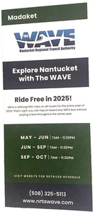 Nantucket Wave NRTA 2025 Madaket Busfahrplan *NEU* Trifold mit Karte - Bild 1 von 3
