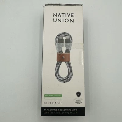 Native Union Belt Cable 4' USB-C to USB-C 60W Cable - Zebra OPEN BOX - Image 1 of 4