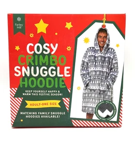 Cosy Crimbo Snuggle Hoodie Adult One Size Unisex Grey & White - Brand New - BG - Picture 1 of 11