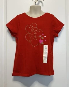 Girl’s Red Hugging Hearts Graphic T-shirt Size S (6-7) - Cat & Jack - Picture 1 of 5
