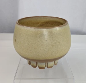 Frankoma 235 Pottery Brown Planter Bowl Footed Pedestal Vase MCM Cogwheel - Picture 1 of 11