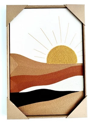 New BP Home Woven Embroidered Textile Wall Art Golden Horizon Home Decor 18”x26” - Image 1 of 4